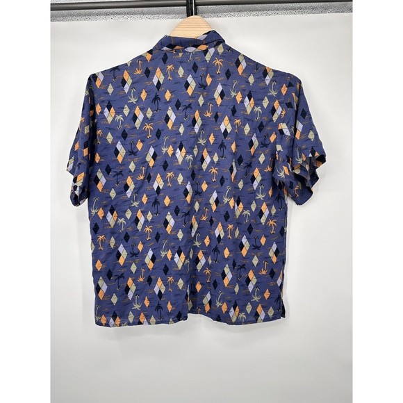 Vintage Men's Gramicci Purple Shirt Short Sleeve Palm Tree Print All Over Sz L - Picture 2 of 10